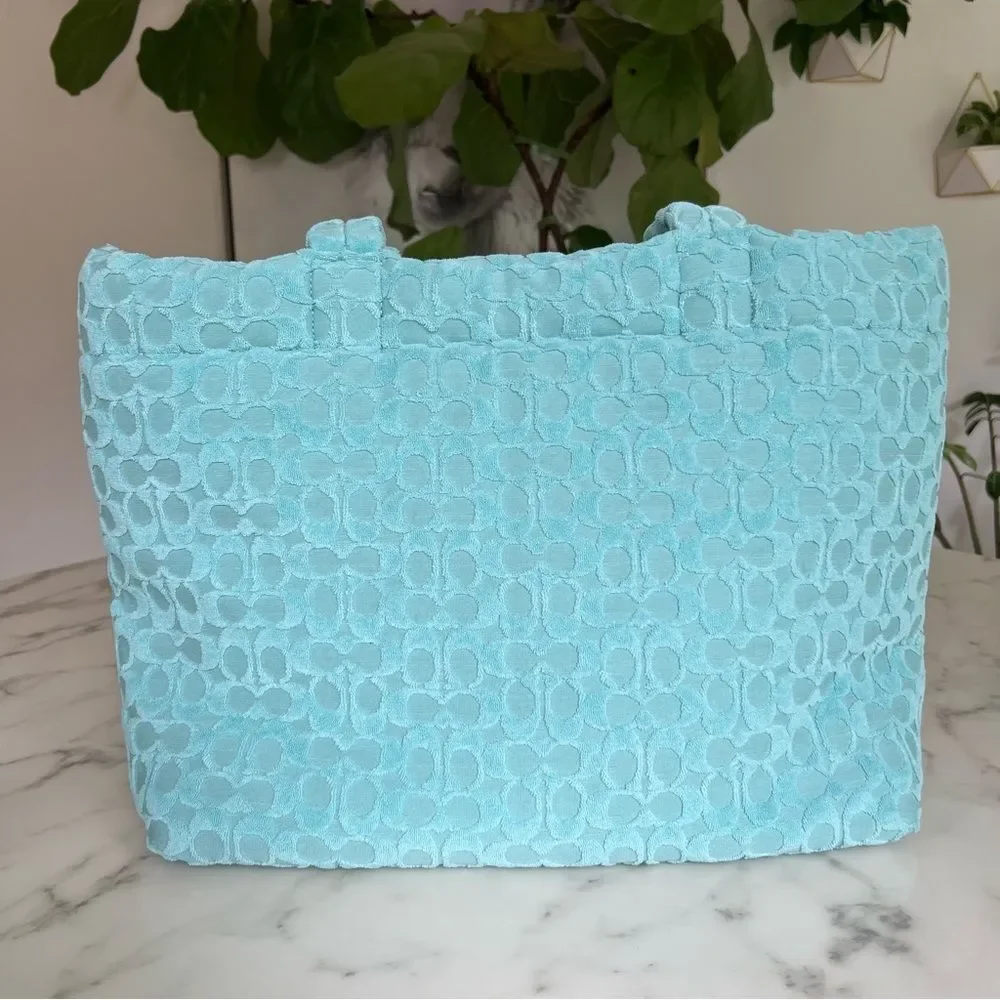 Coach Tote In Signature Terry Faded Blue CT764 Shoulder Pool Beach Bag